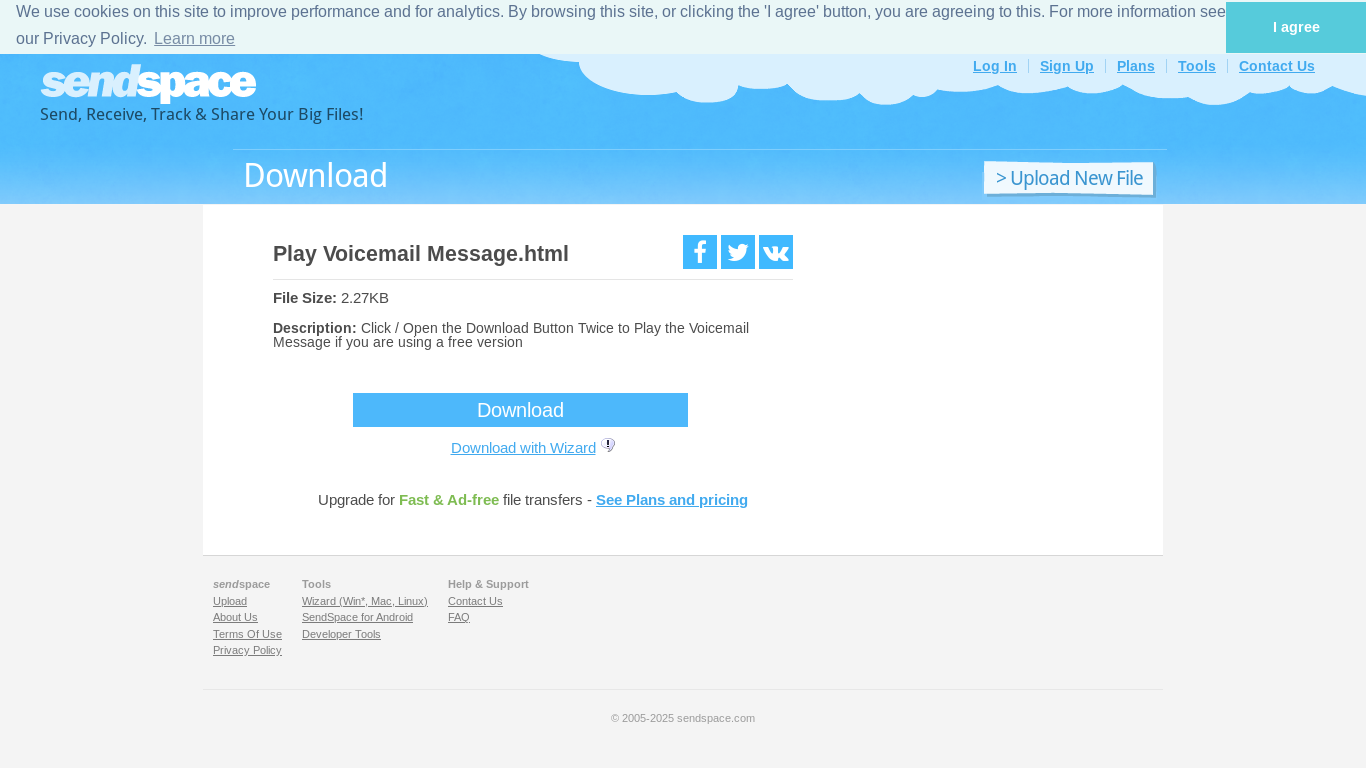 website screenshot of https://gcc02.safelinks.protection.outlook.com/?url=https%3A%2F%2Fwww.sendspace.com%2Ffile%2Fm2xxyn&data=05%7C02%7Canna.smieja%40fridleymn.gov%7Cd668aebc90324a116cc508dd8de1df2a%7Cfde2a6127ee341ca9c7a0cc9b1eb2bb5%7C0%7C0%7C638822723449638450%7CUnknown%7CTWFpbGZsb3d8eyJFbXB0eU1hcGkiOnRydWUsIlYiOiIwLjAuMDAwMCIsIlAiOiJXaW4zMiIsIkFOIjoiTWFpbCIsIldUIjoyfQ%3D%3D%7C20000%7C%7C%7C&sdata=VSrWGDCwlNmF83woF9NcompU%2FFqEq37NFp%2FdCpWHHvY%3D&reserved=0