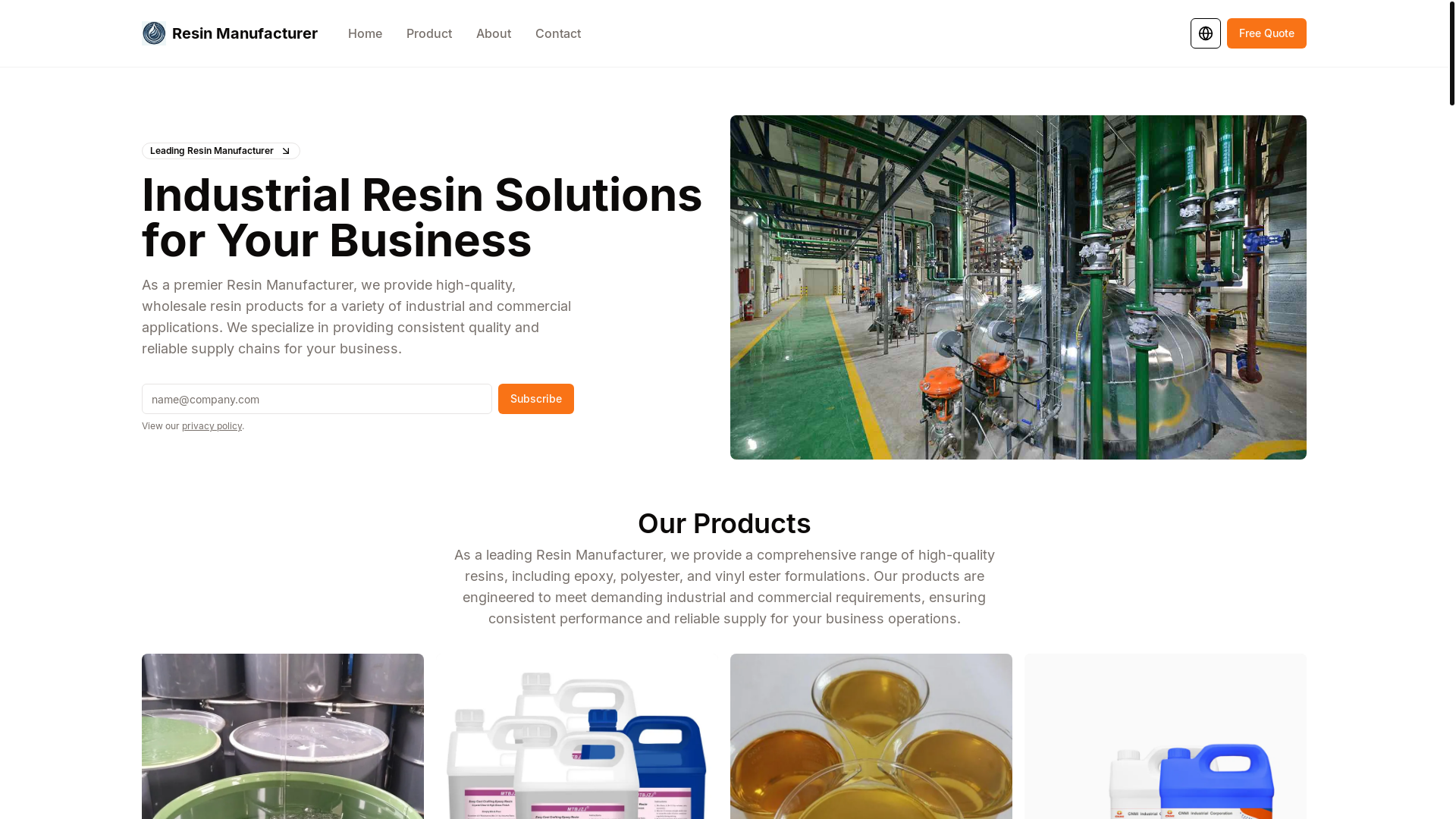 website screenshot of https://resin-manufacturer.pages.dev/
