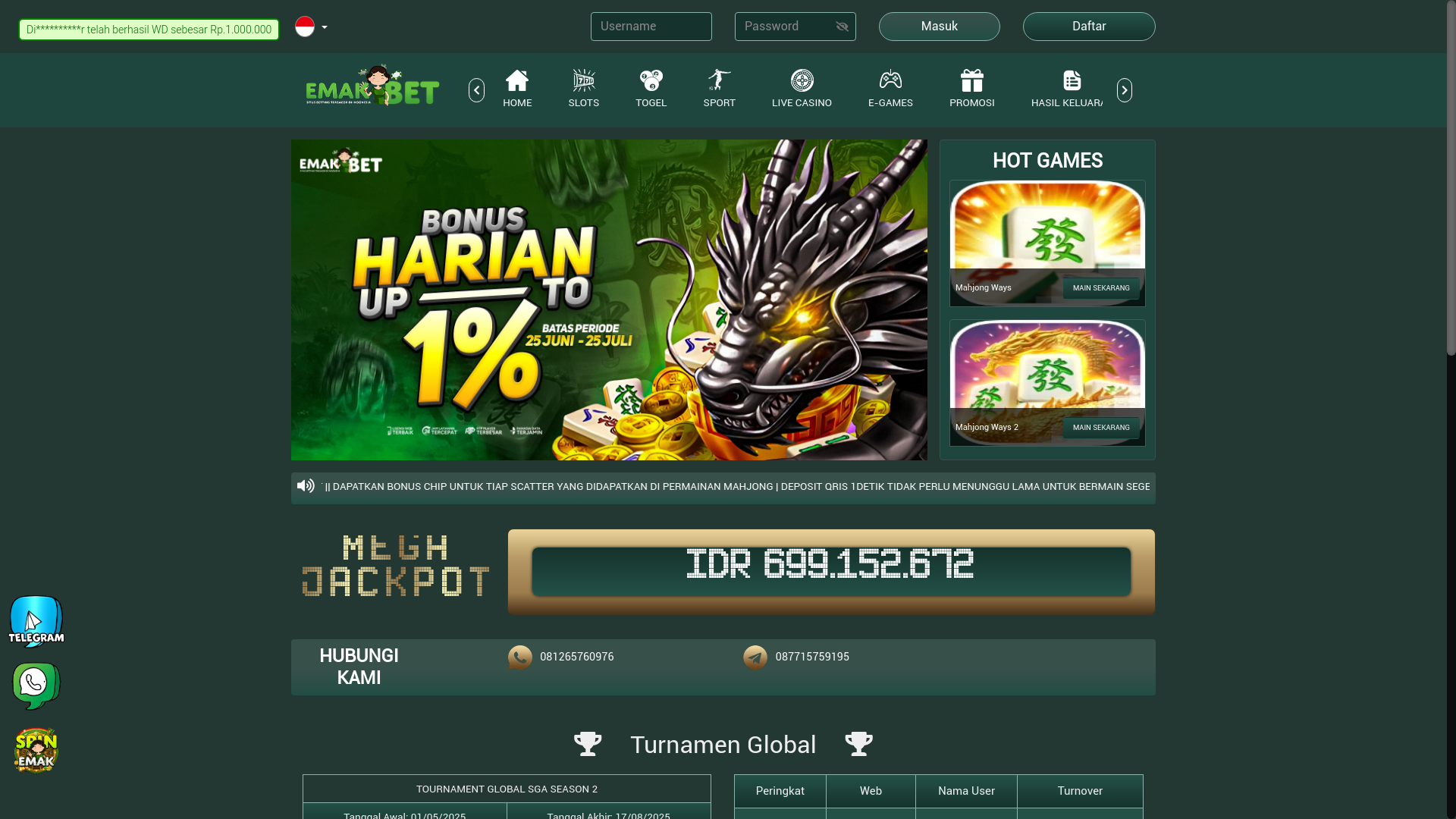 website screenshot of https://emaktapanuli.site/