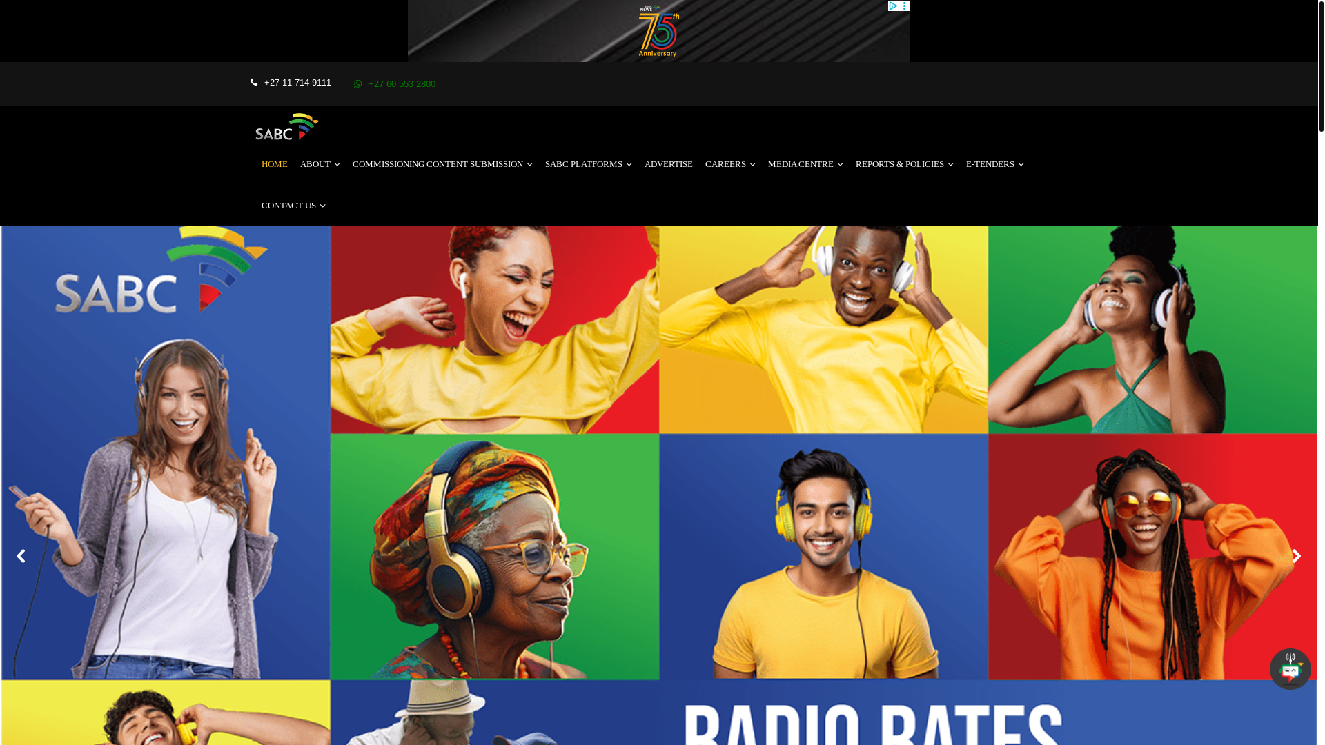 website screenshot of https://sabc.co.za/