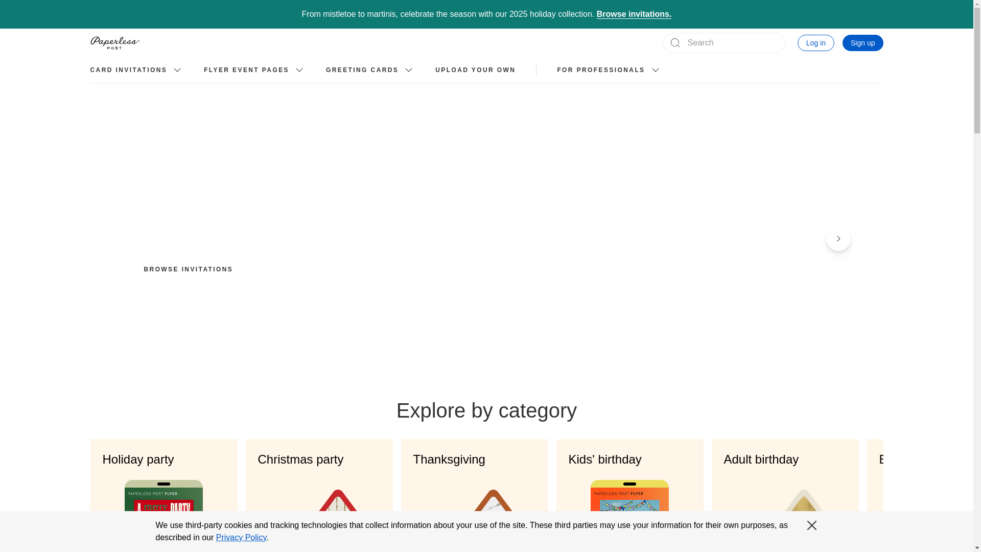 website screenshot of https://paperlesspost.com/