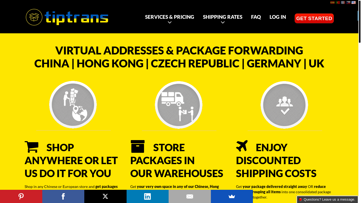 website screenshot of https://tiptrans.com