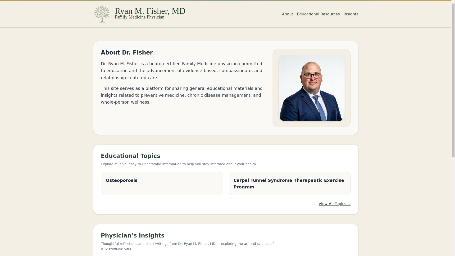 website screenshot of https://ryanfishermd.pages.dev/