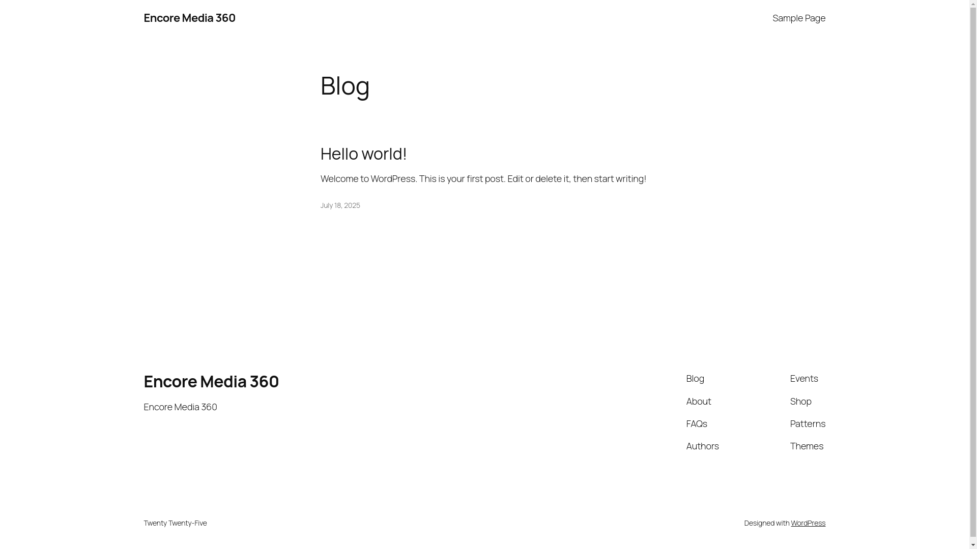website screenshot of https://encoremedia360.com/