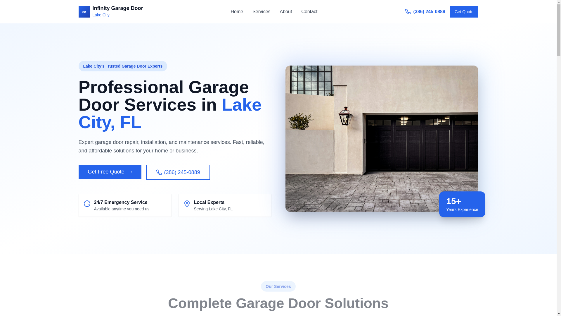 website screenshot of https://infinitygaragedoorrepairlakecity.com/