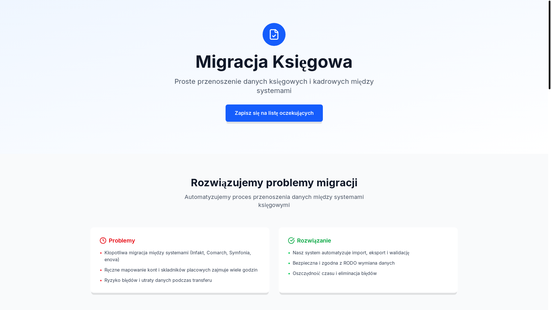 website screenshot of https://migracjaksiegowa.pl/