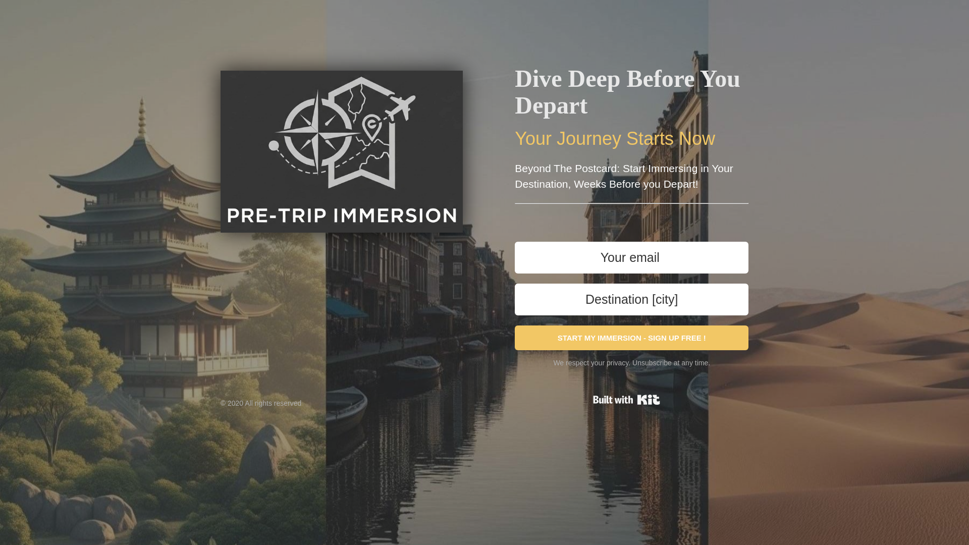 website screenshot of https://pretripimmersion.net/