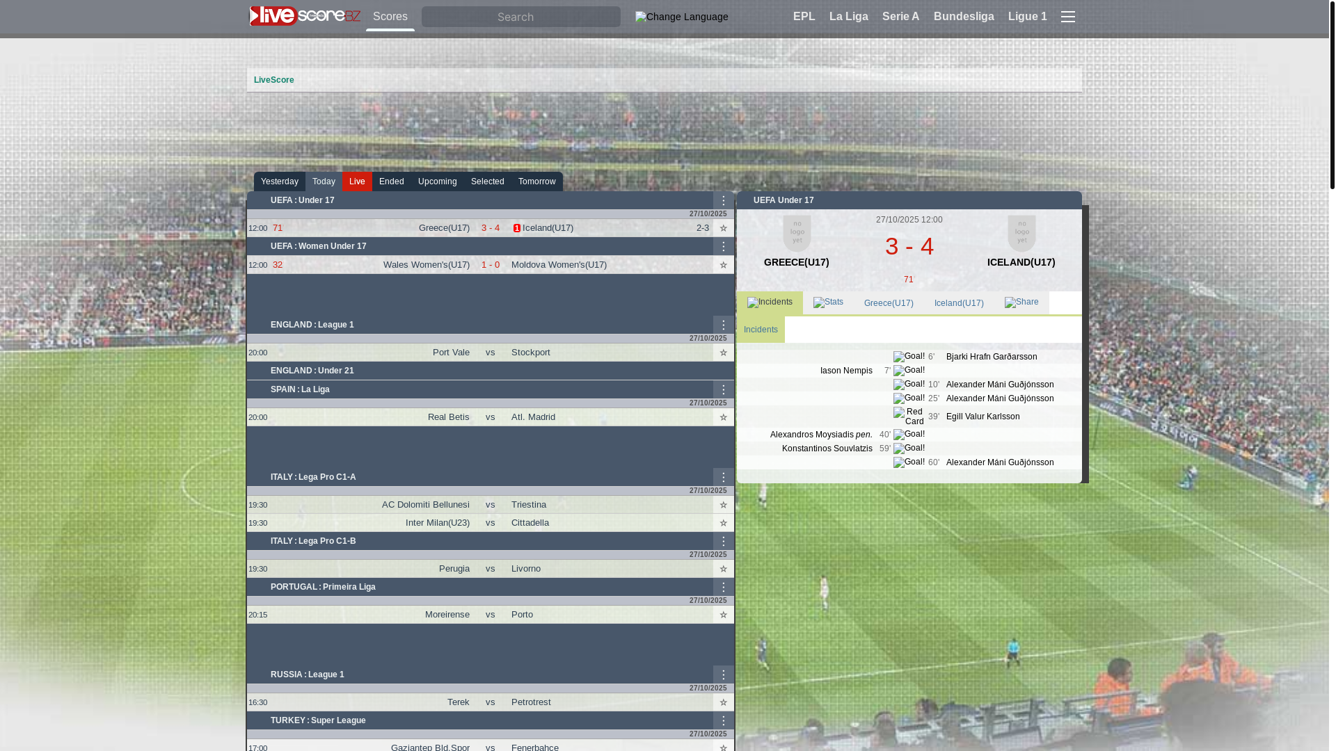website screenshot of https://wwwlivescorebz.com/