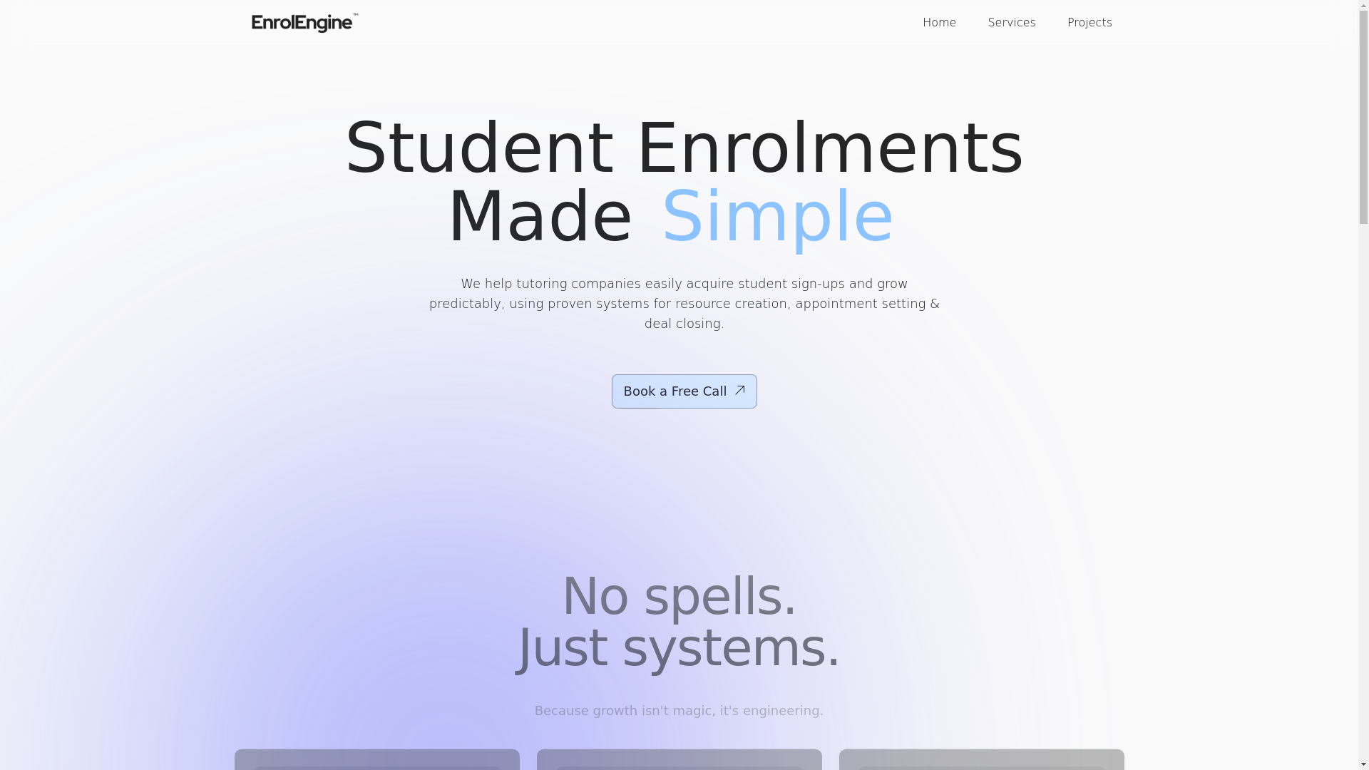 website screenshot of https://getenrolengine.com/