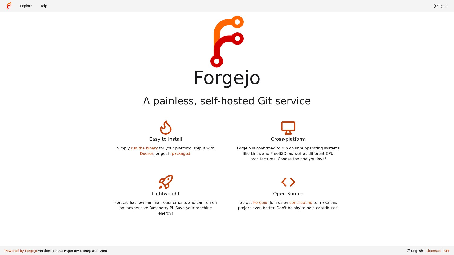 website screenshot of https://forgejo-spfm4.sevalla.app