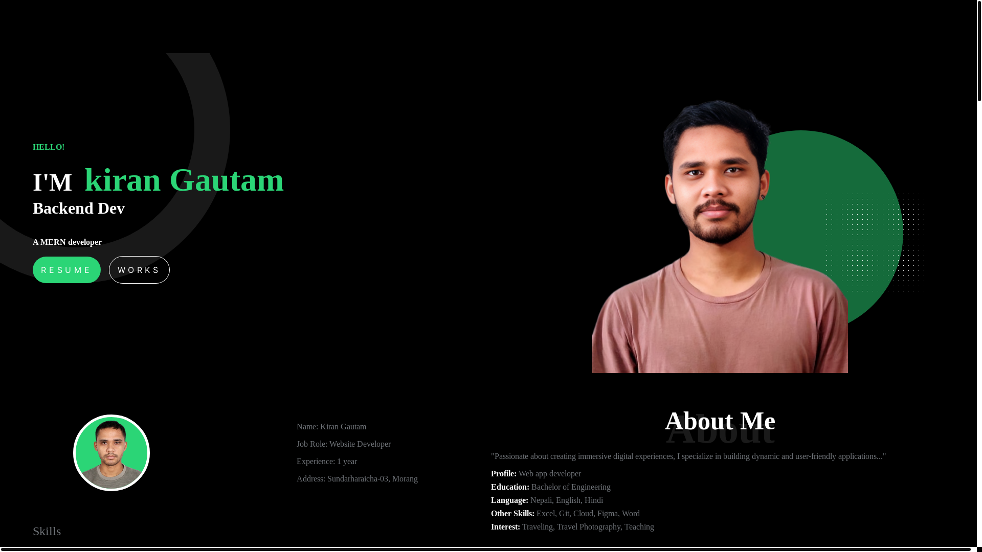 website screenshot of https://gautam-kiran.com.np/