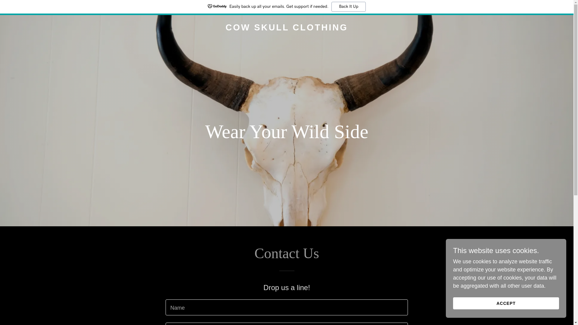 website screenshot of https://cowskullclothing.com/