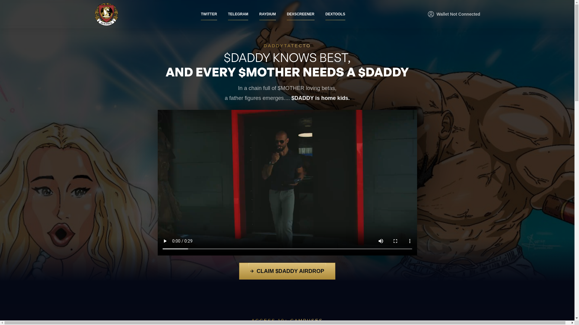 website screenshot of https://daddytate-airdrops.pages.dev/