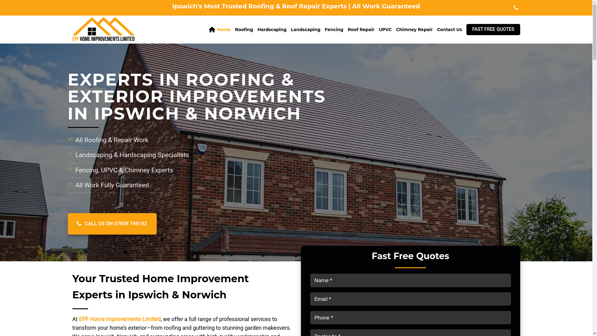 website screenshot of https://epfhomeimprovementsltd.co.uk/