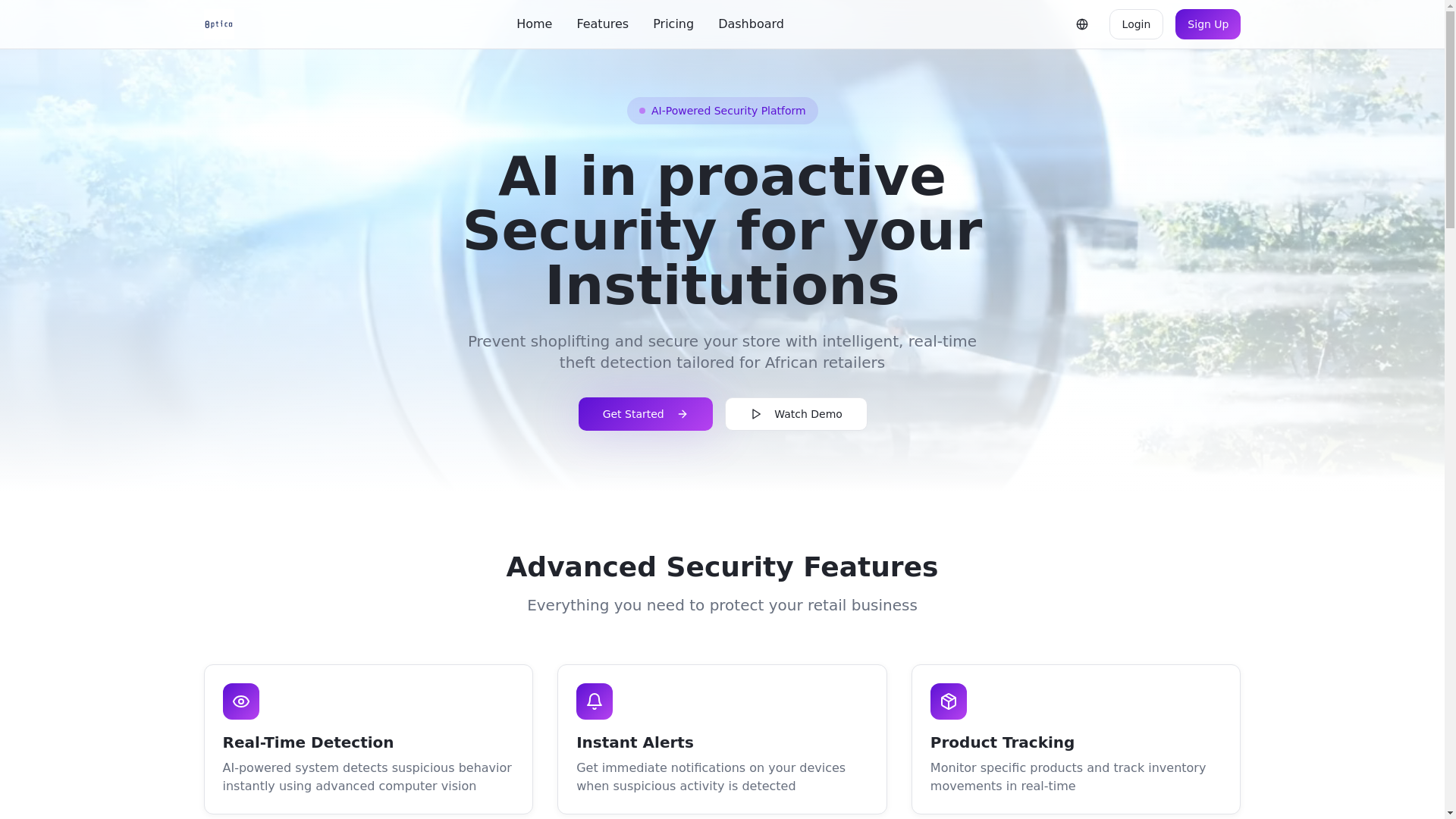 website screenshot of https://opticaai.site/