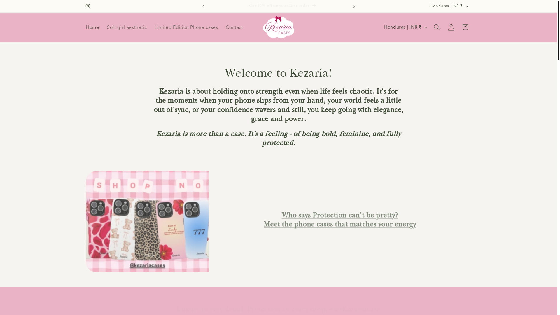 website screenshot of https://kezariacases.in/