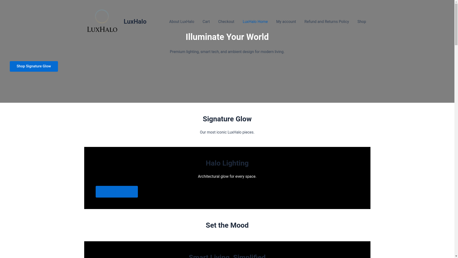 website screenshot of https://luxhalo.net/