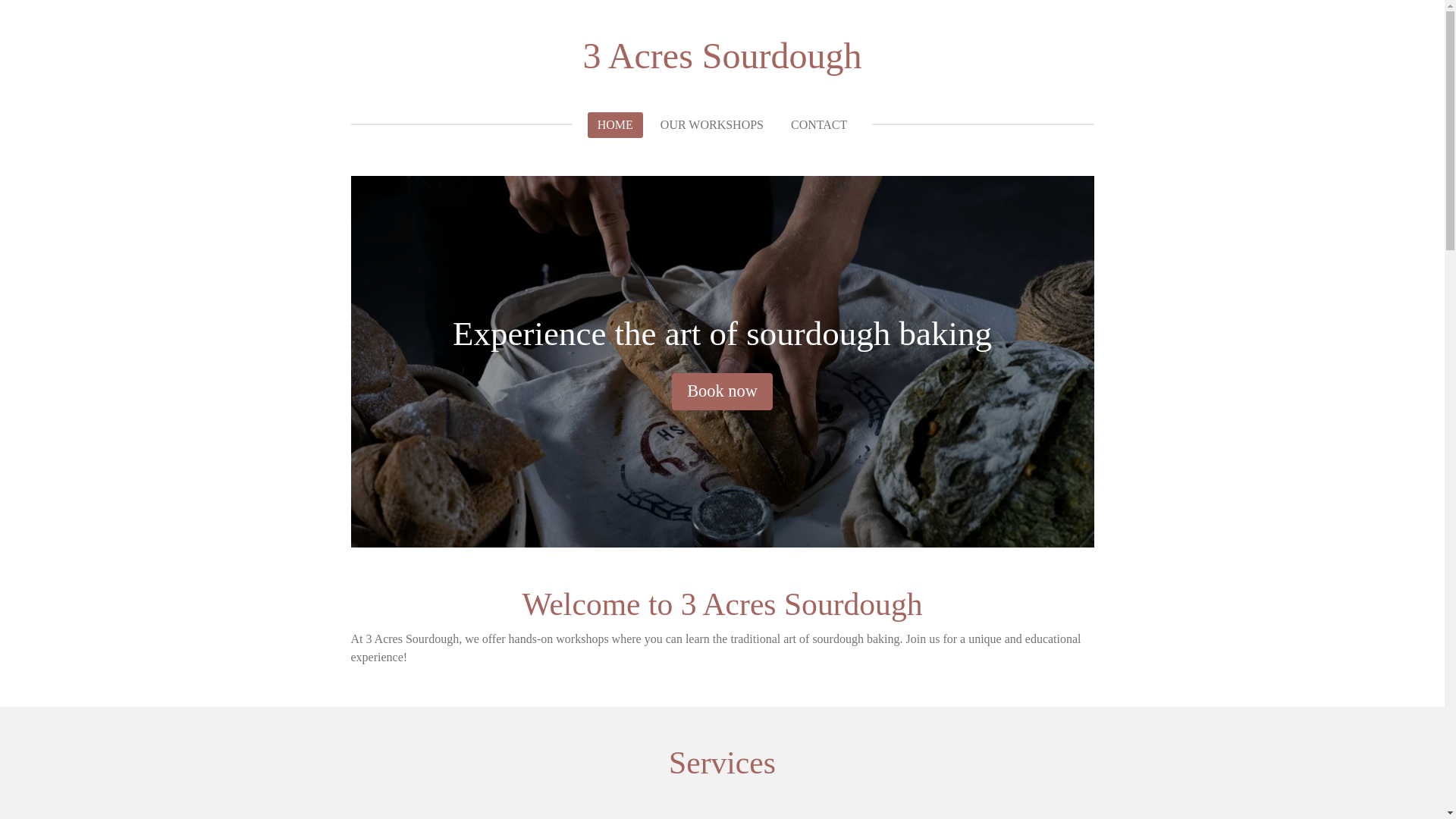 website screenshot of https://3acressourdough.com/