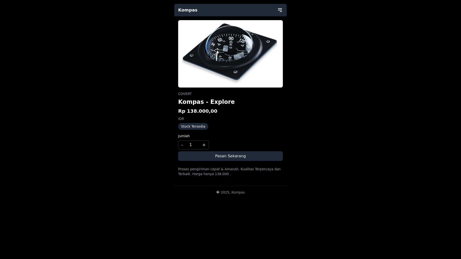 website screenshot of https://arahkompas138.shop/