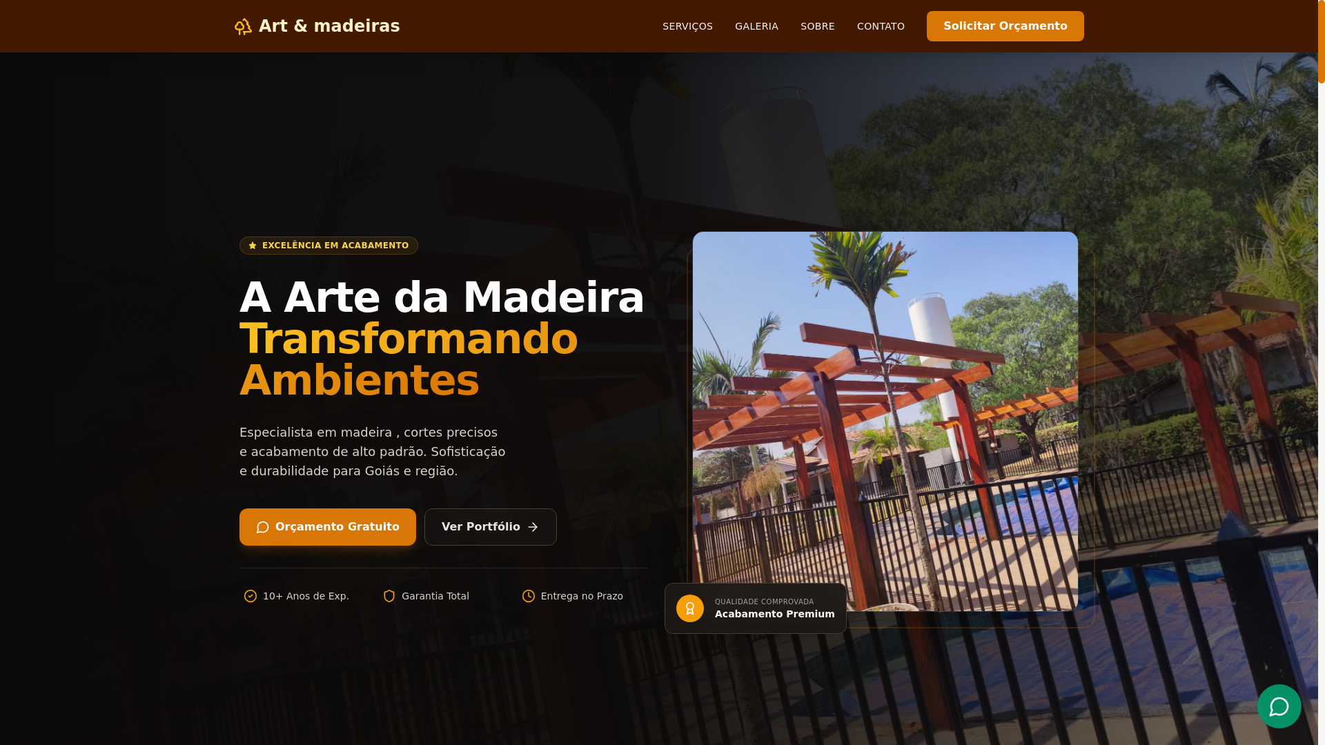 website screenshot of https://artemadeirasgoias.com.br/