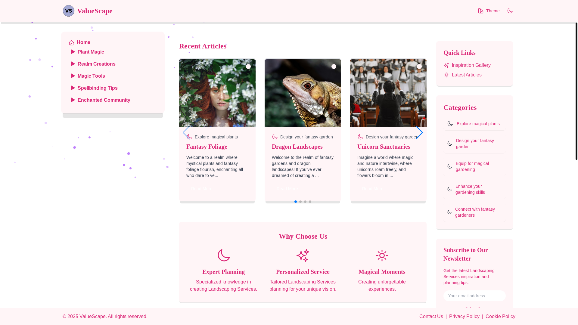 website screenshot of https://valuegardenscape.xyz/