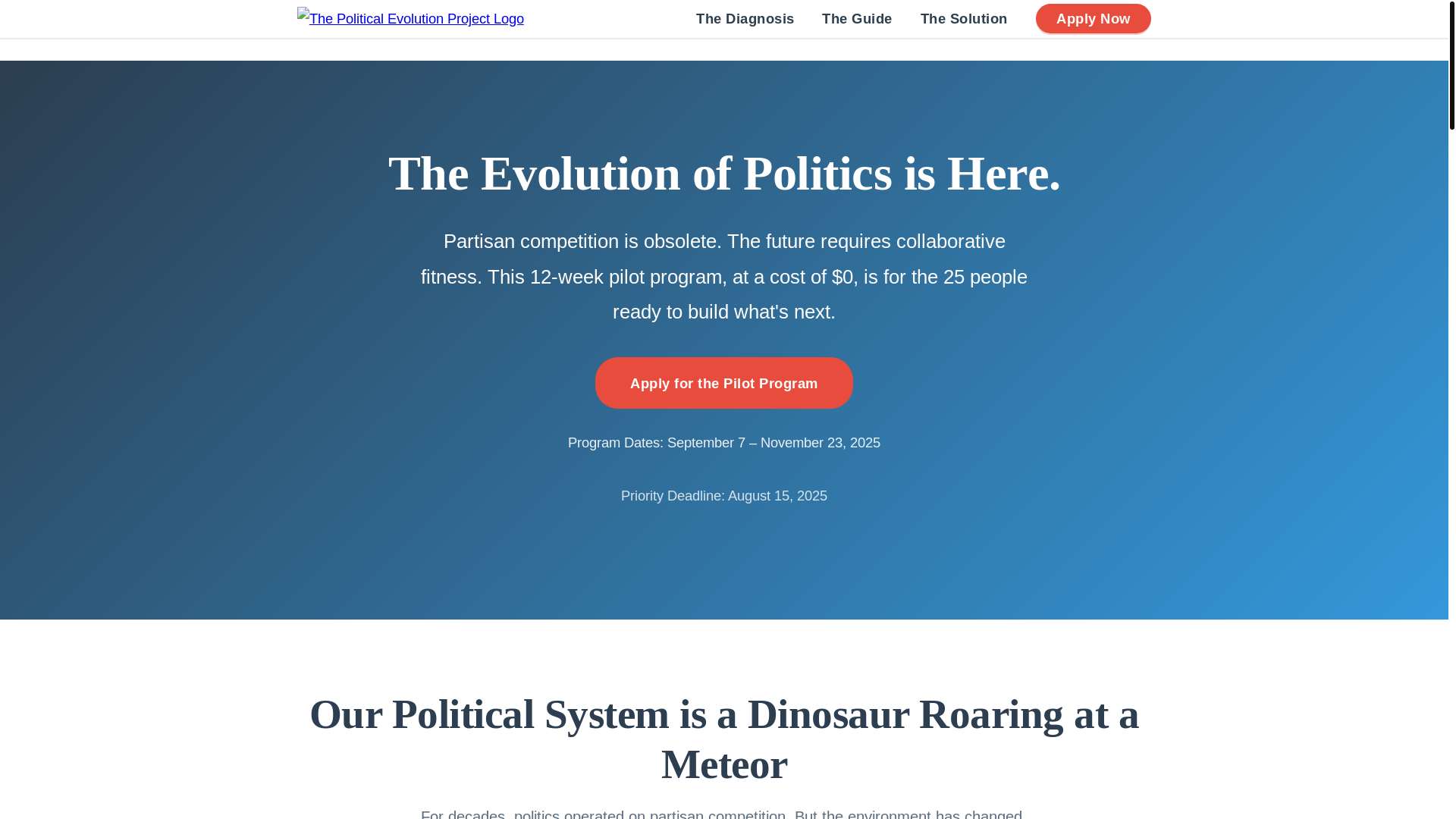website screenshot of https://political-evolution-website.pages.dev/
