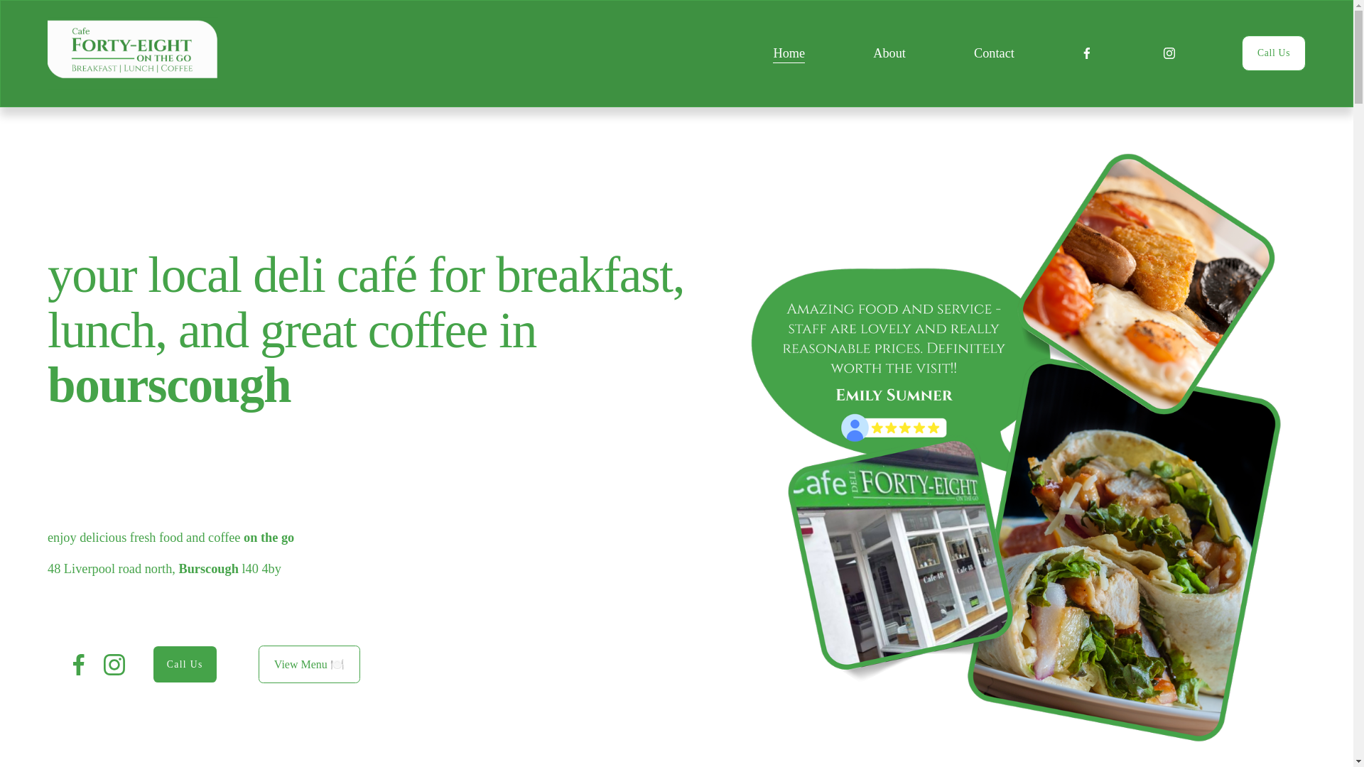 website screenshot of https://cafe48burscough.co.uk/