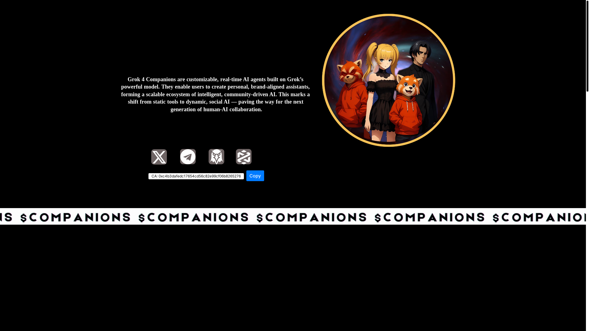 website screenshot of https://grok4-companions.fun/