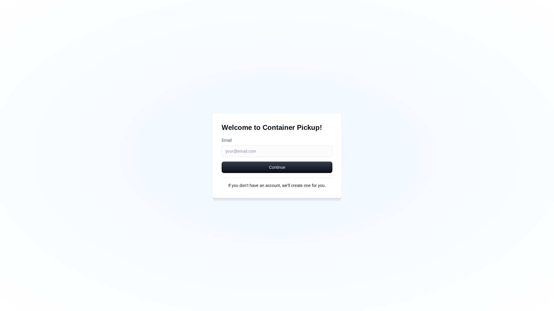 website screenshot of https://container-pickup-admin-staging.pages.dev/