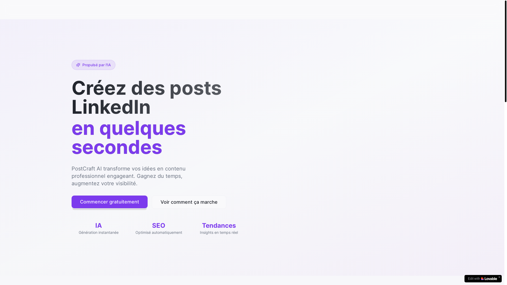 website screenshot of https://postcraf-ai.com/