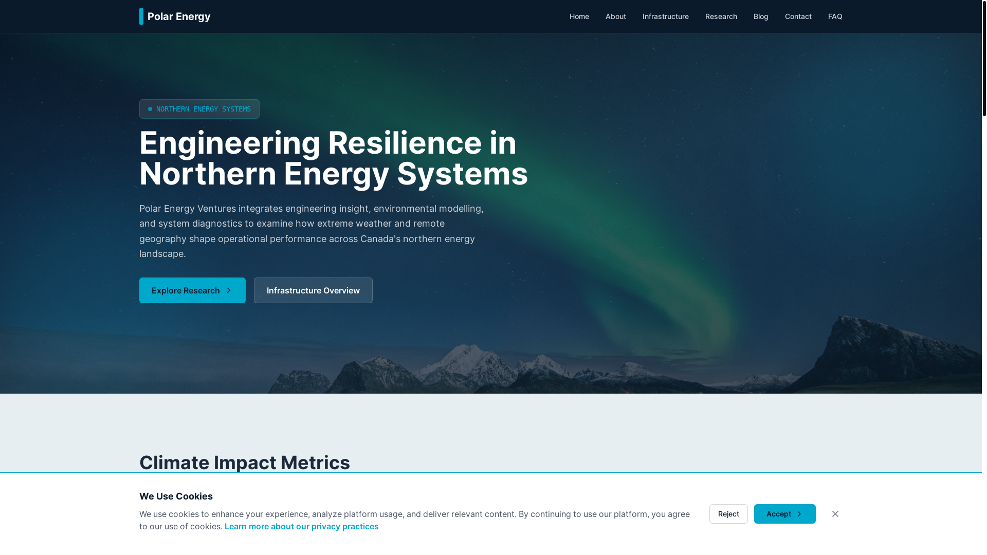 website screenshot of https://polarenergyventures.com/