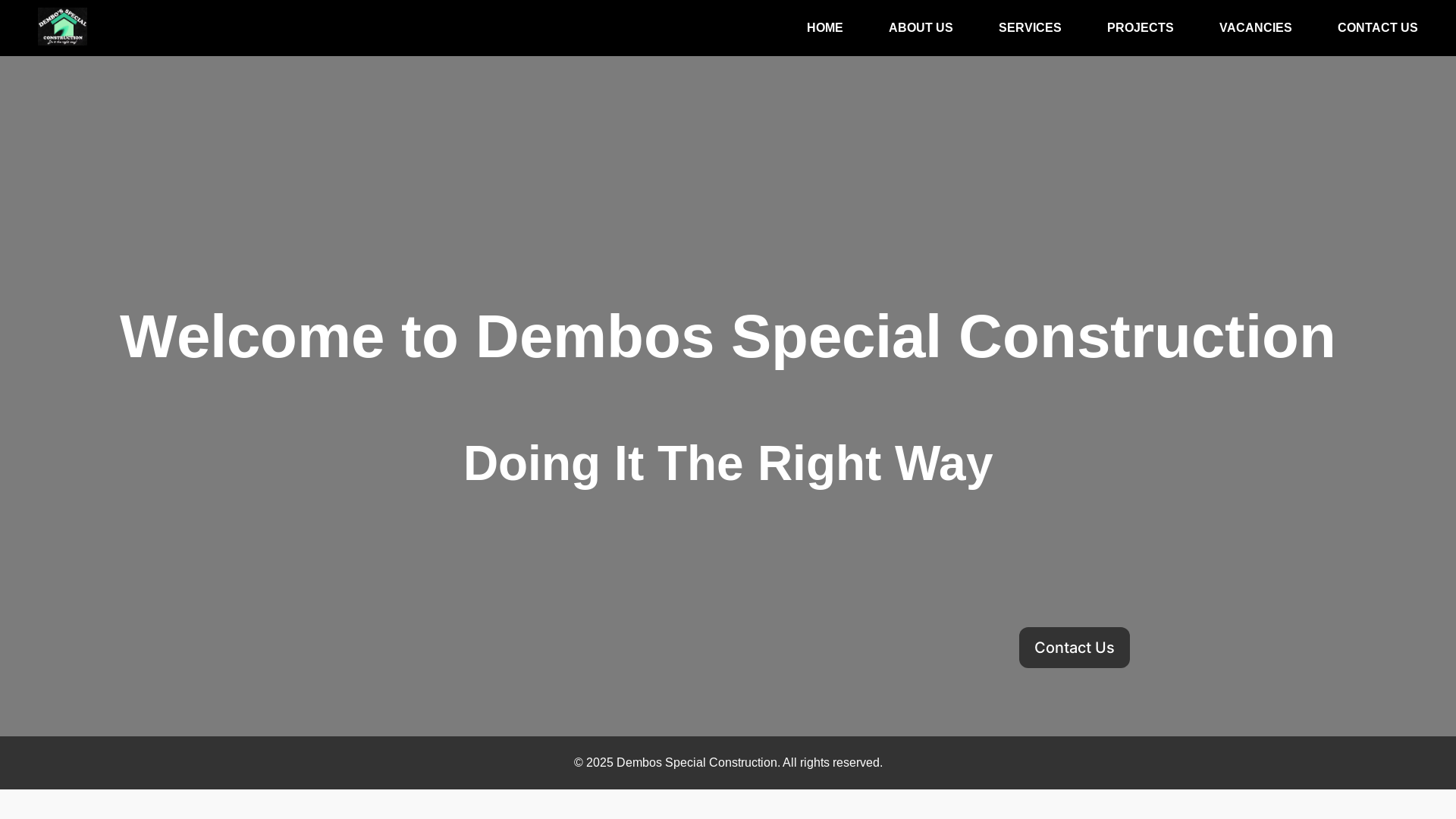 website screenshot of https://dembosspecialconstruction.pages.dev/