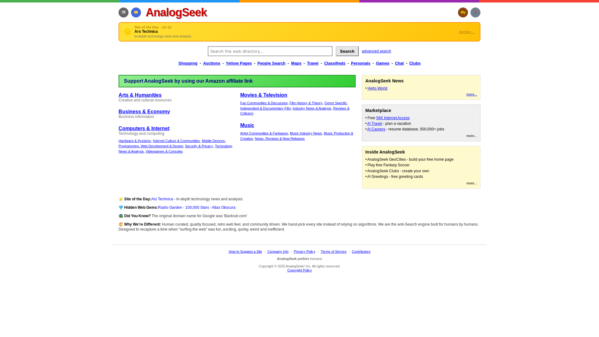 website screenshot of https://analogseek.com/
