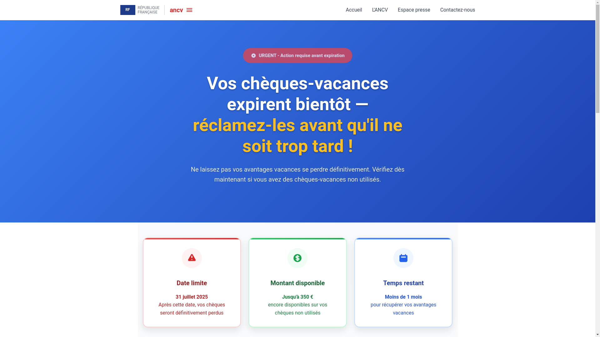 website screenshot of https://france-cheques-vacances.pages.dev/