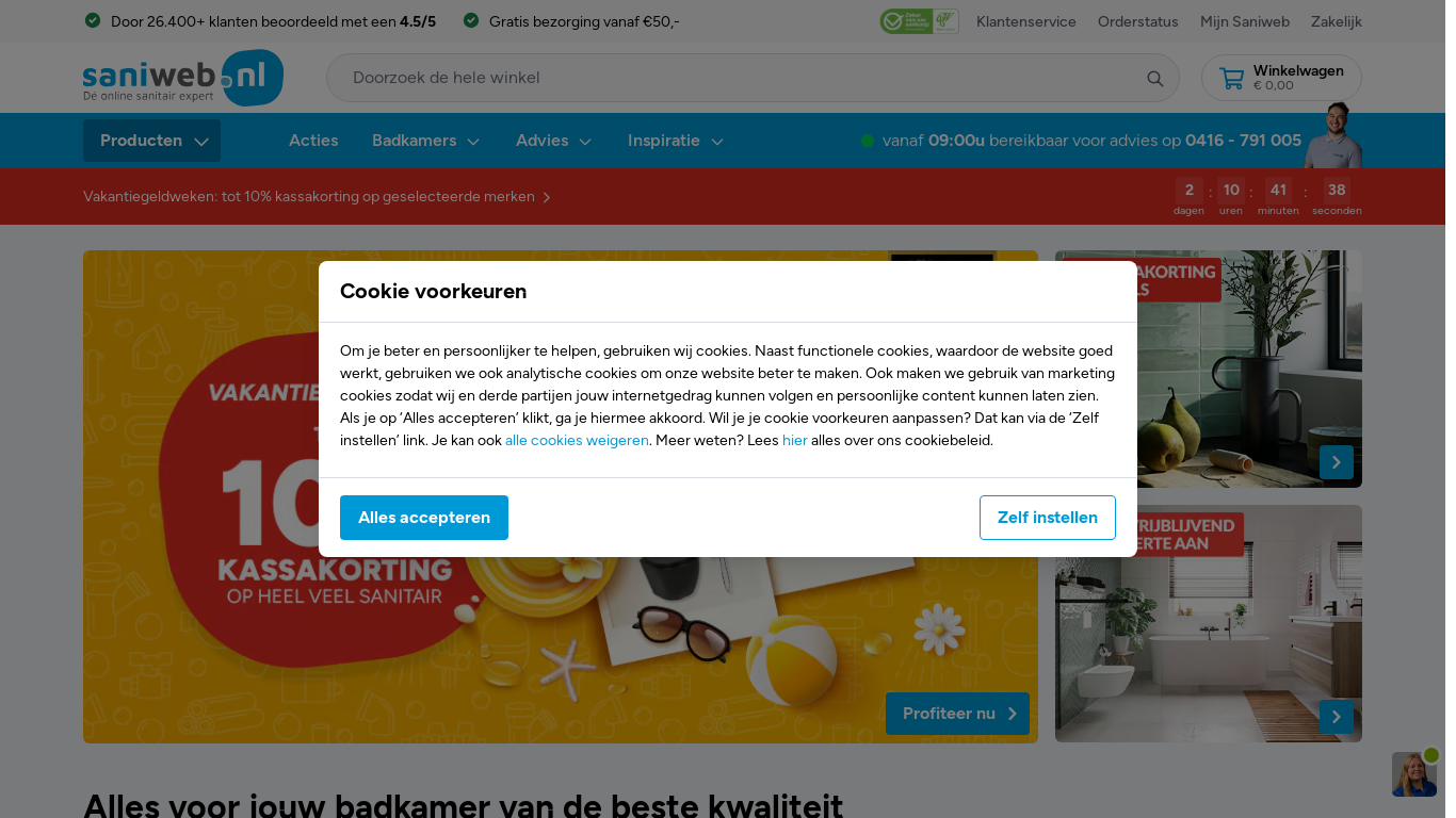 website screenshot of https://saniweb.nl/