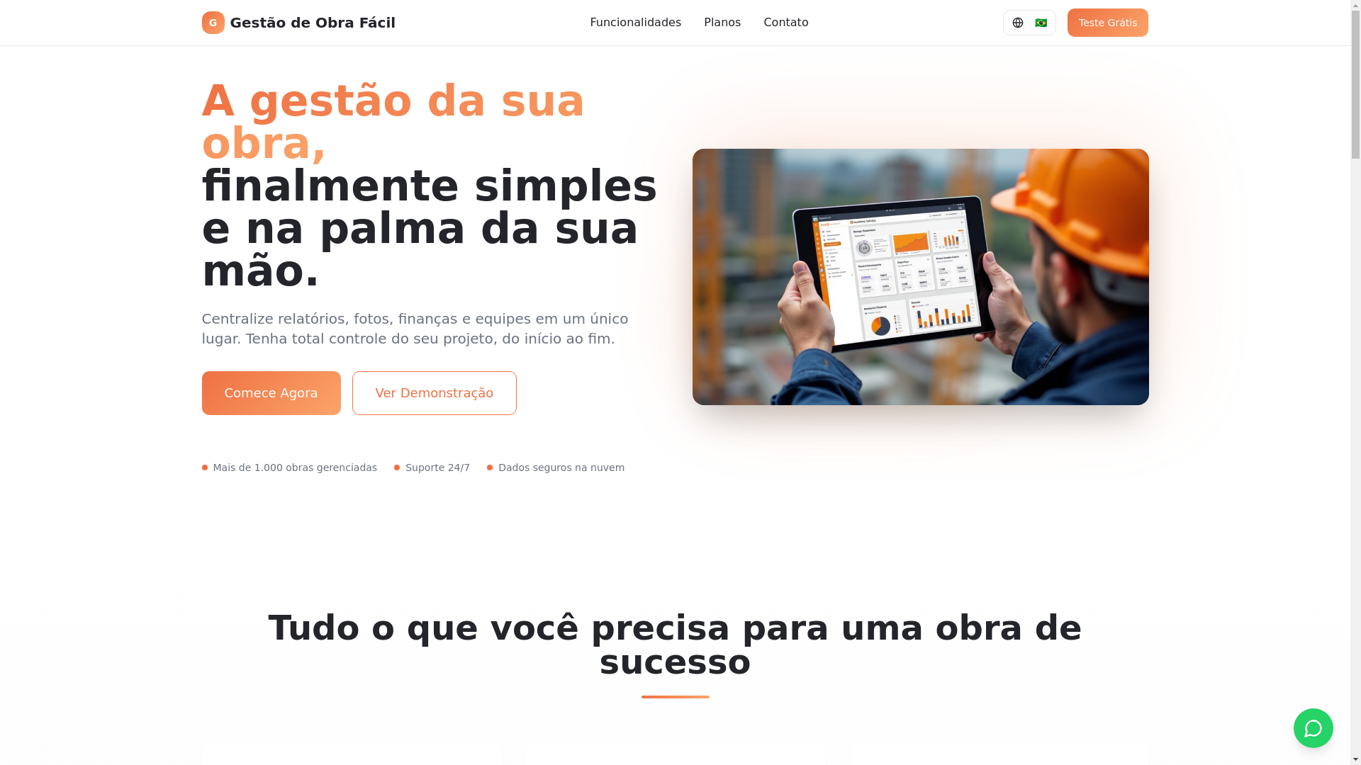 website screenshot of https://gestaodeobrafacil.com/