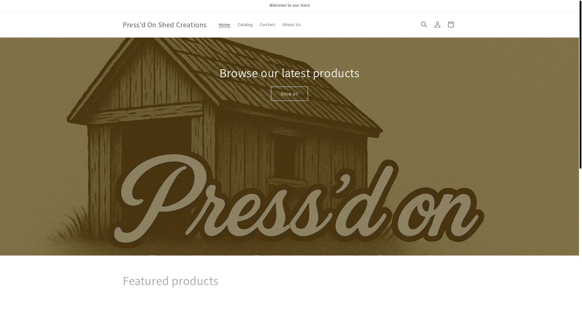 website screenshot of https://pressdonshedcreations.com/
