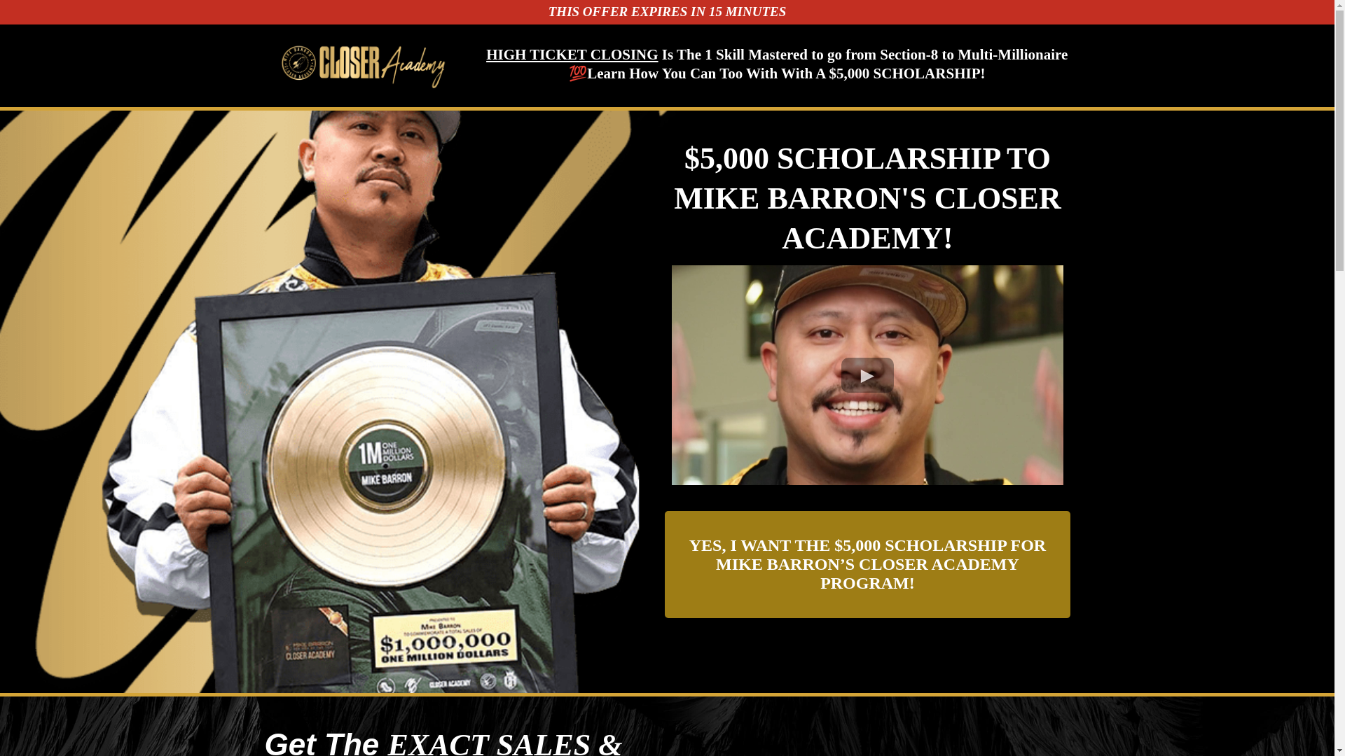 website screenshot of https://mikebarronscholarship.co/