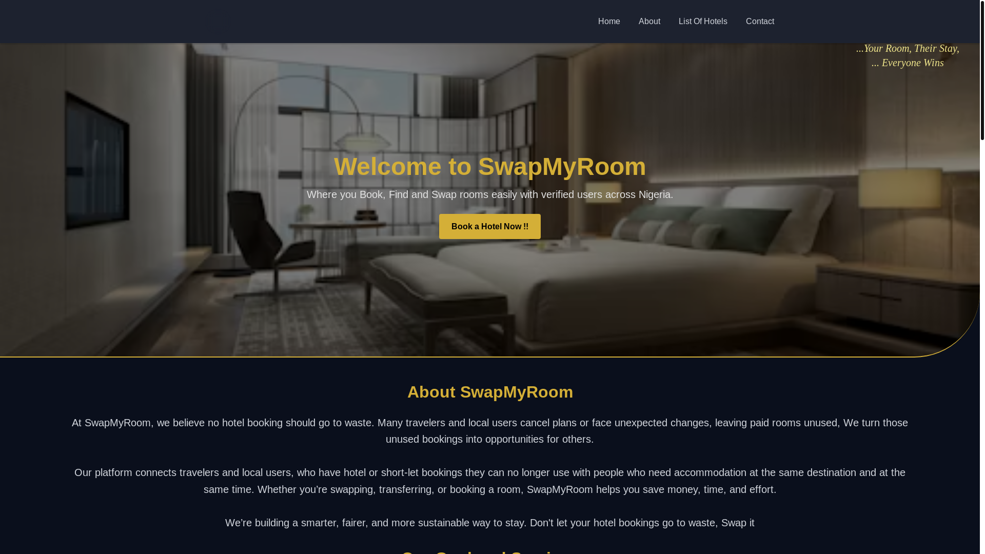 website screenshot of https://swapmyroom.ng/