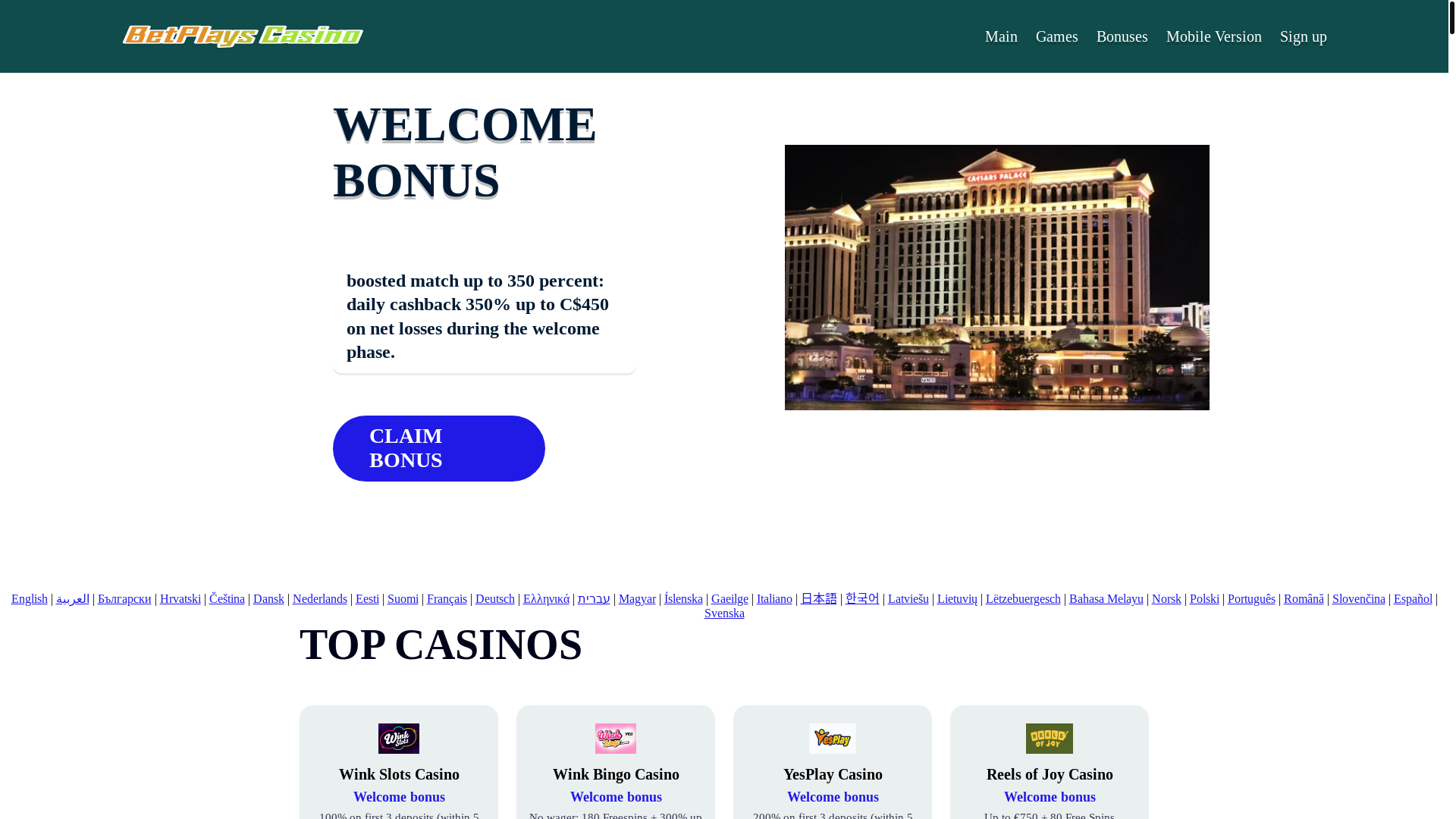 website screenshot of https://betplays1.bond/