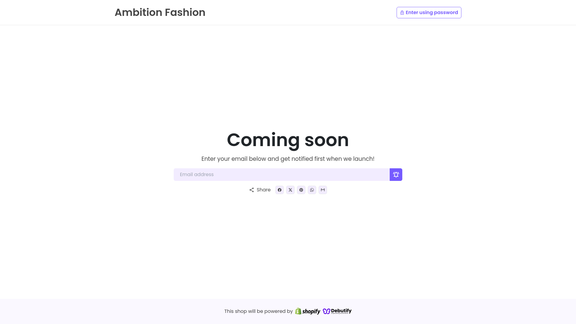 website screenshot of https://ambitionfashion.shop/