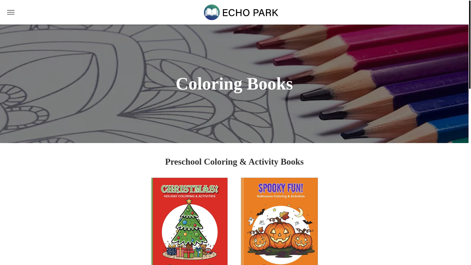 website screenshot of https://preschoolcoloringbooks.com/