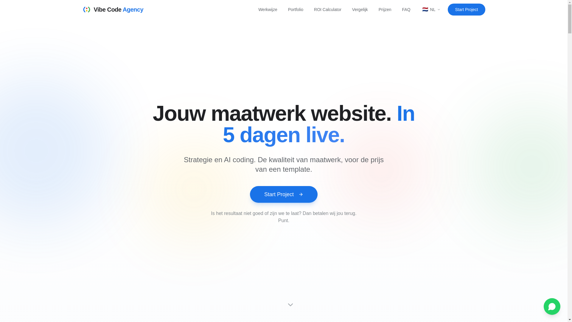 website screenshot of https://vibecodeagency.nl/