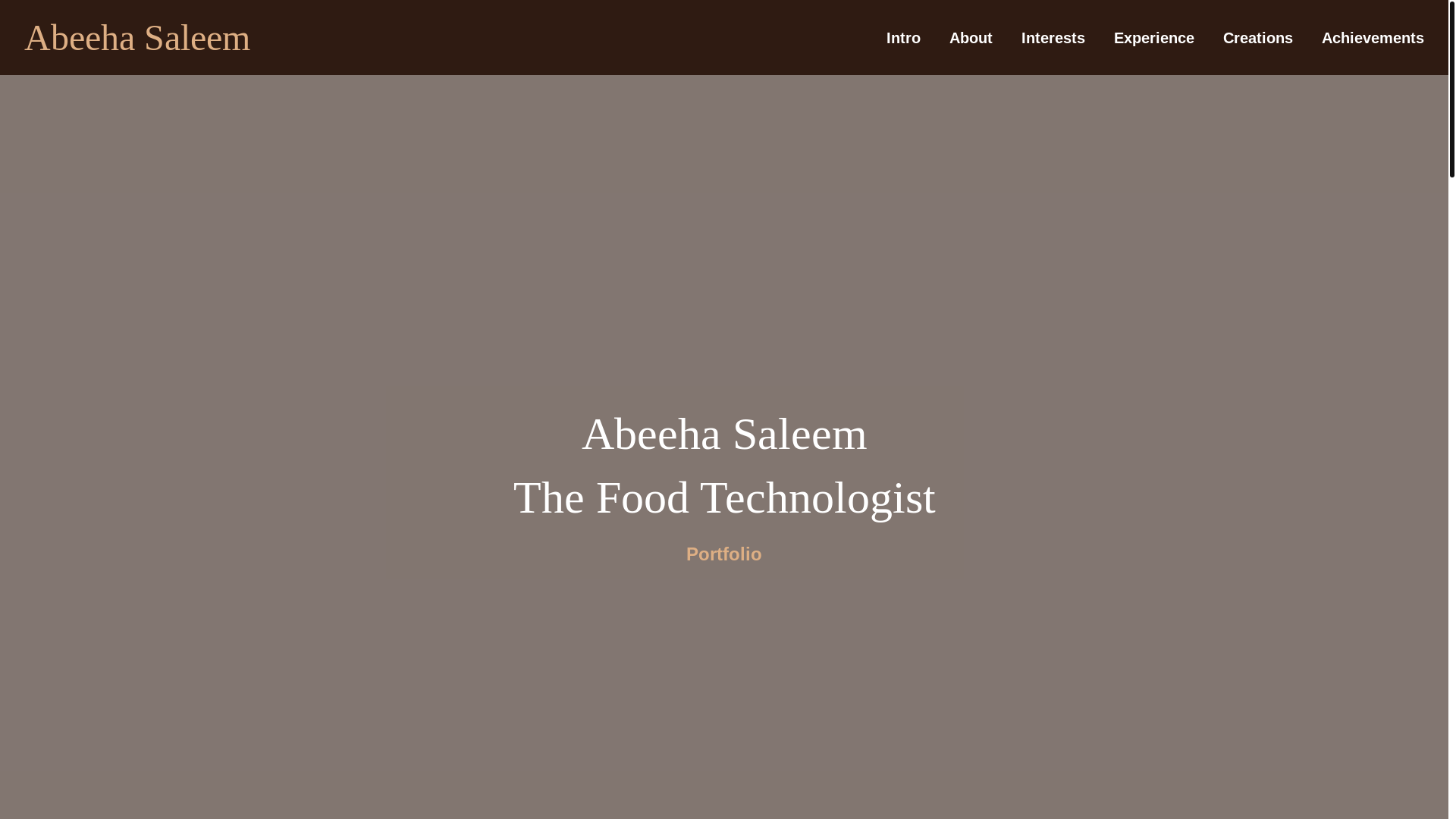 website screenshot of https://abeehasaleem.site/