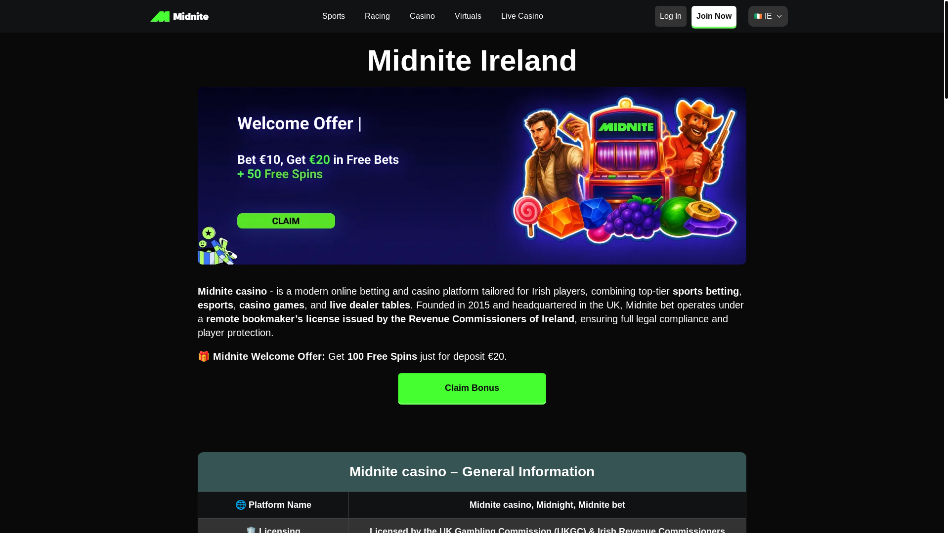 website screenshot of https://midnitecasino-ie-8298.pages.dev/