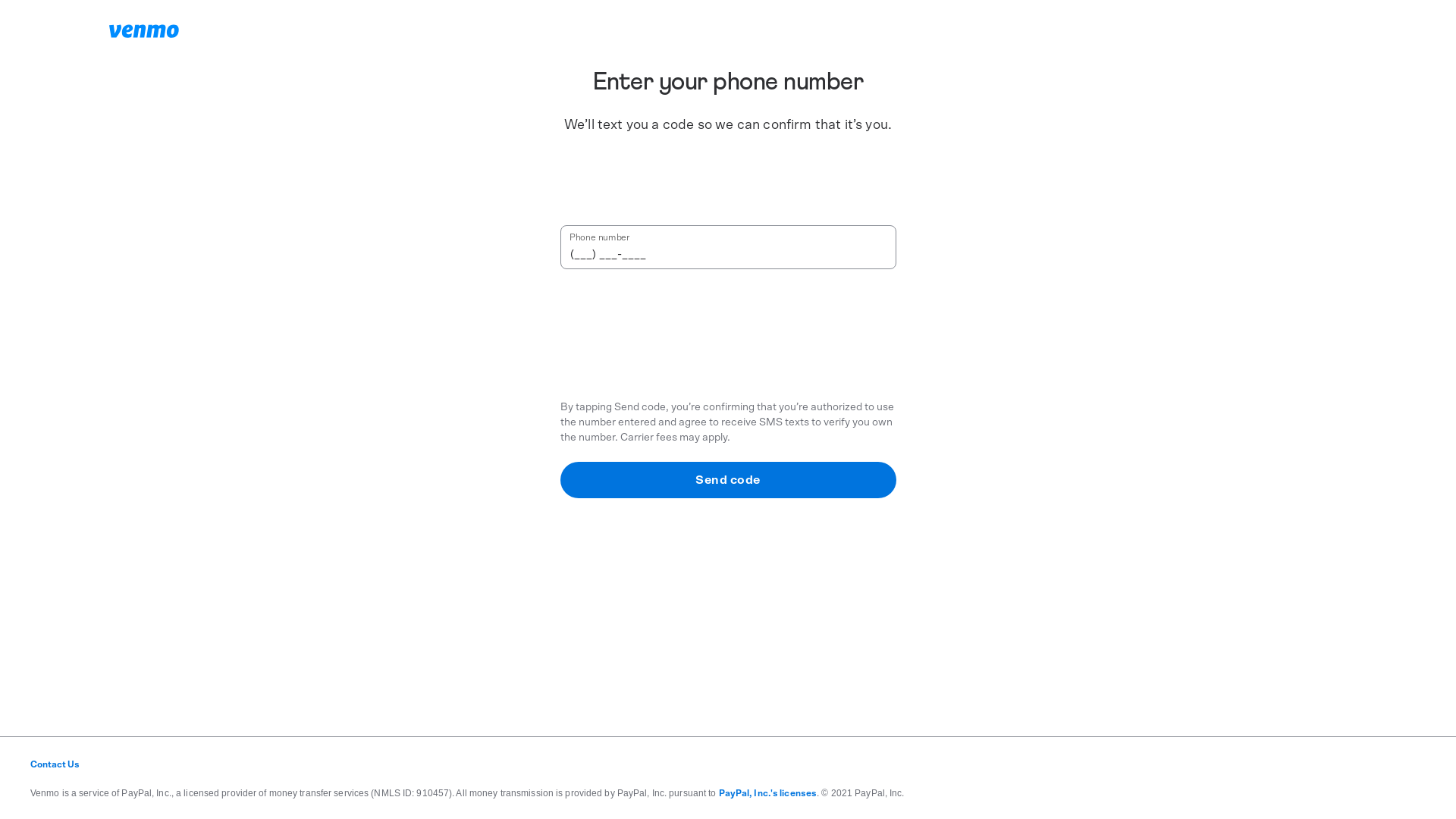 website screenshot of https://account.venmo.com/signup?claimsId=h1o573&claimsKey=v29s