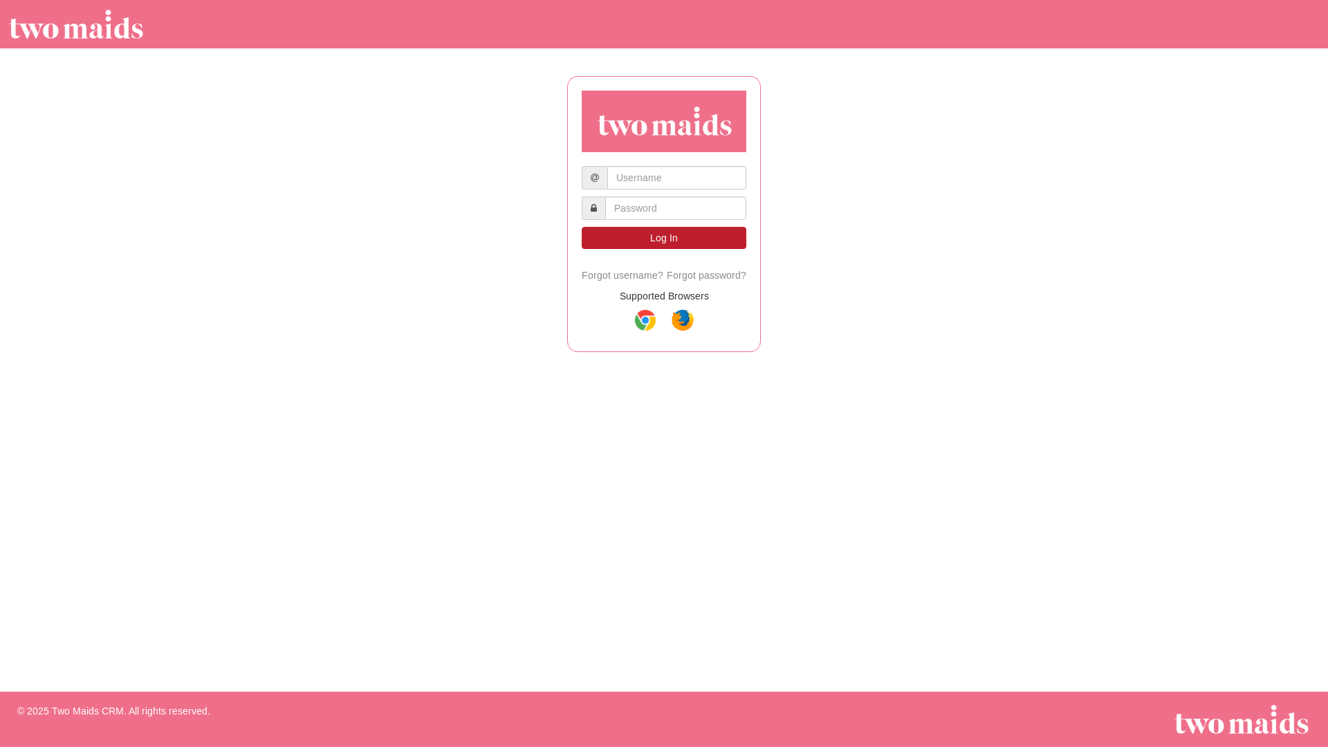 website screenshot of https://twomaidscrm.com/