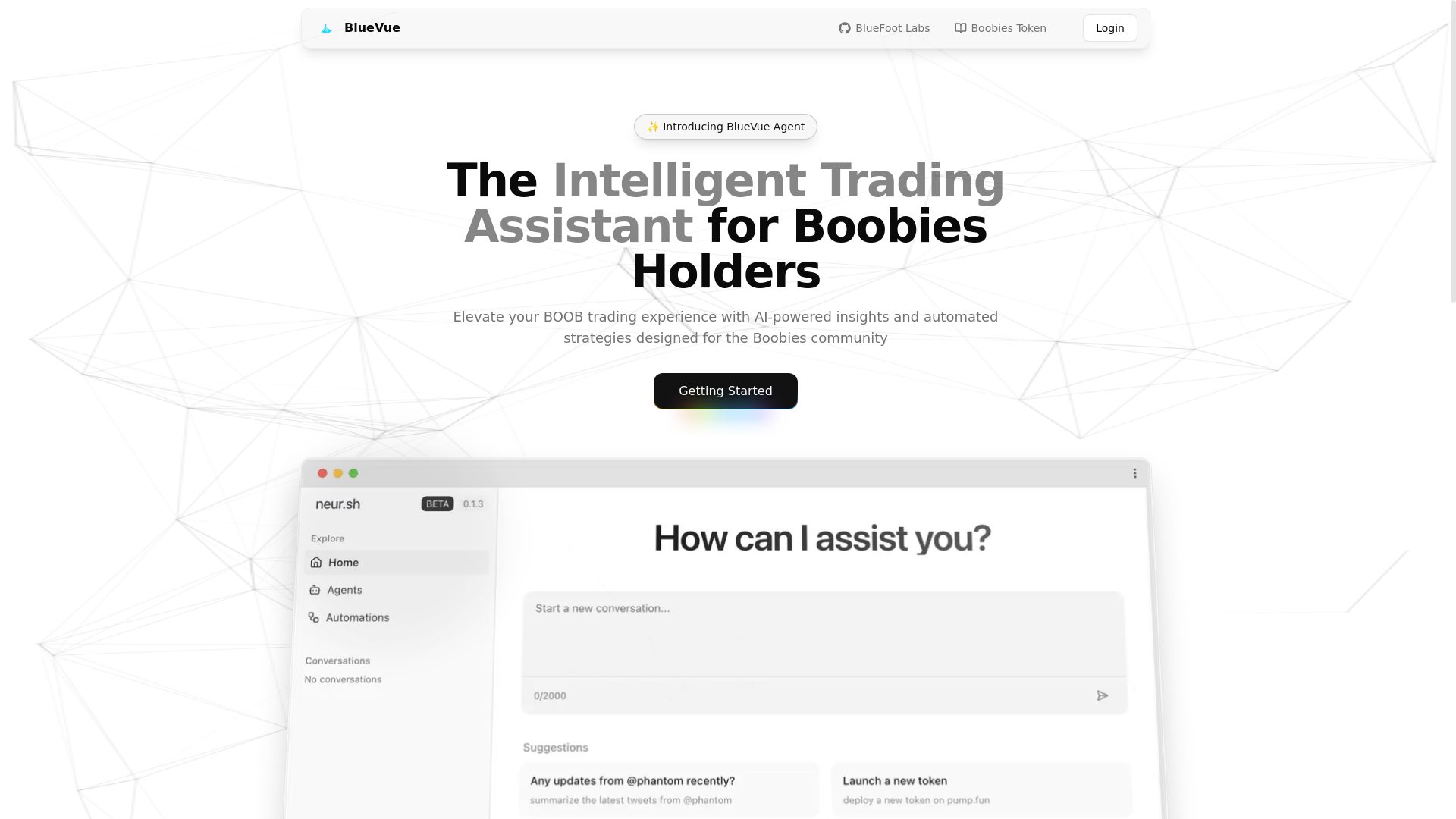 website screenshot of https://bluevue.app/