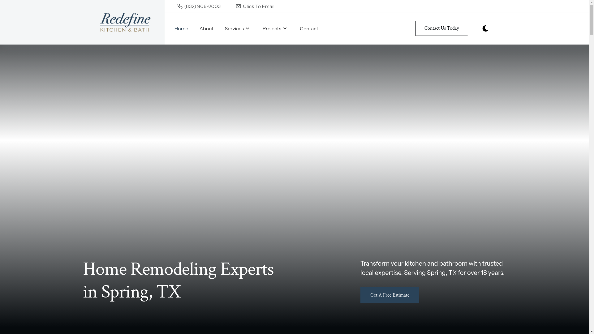 website screenshot of https://redefinekitchenandbath.ca/