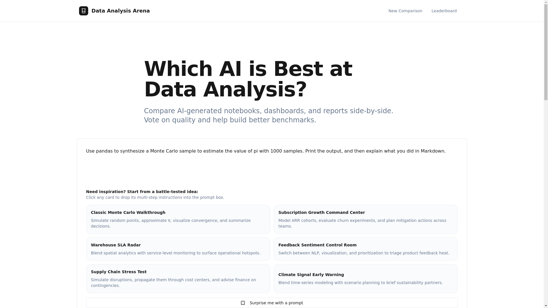 website screenshot of https://data-arena.pages.dev/